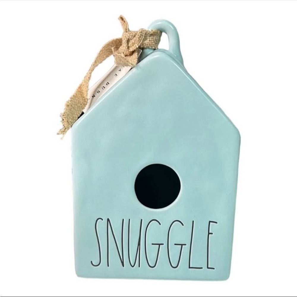 Rae Dunn Powder Blue SNUGGLE Birdhouse Ceramic Farmhouse Decor NWT
